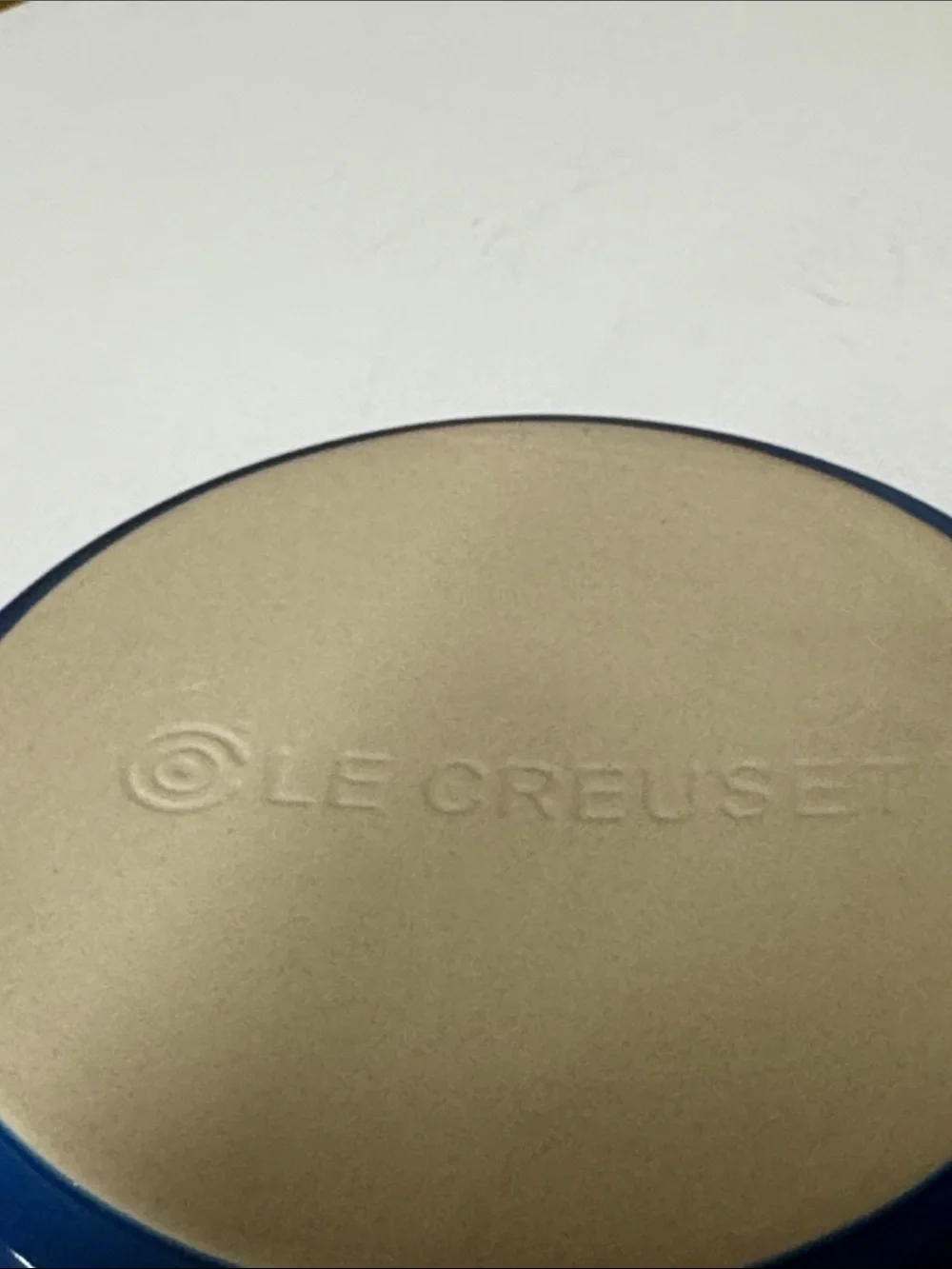 Le Creuset Mini Round Cocotte Marseille Blue Stoneware with Lid 8 oz